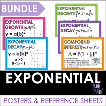 Preview of Exponential Functions Posters & Reference Sheets Bundle