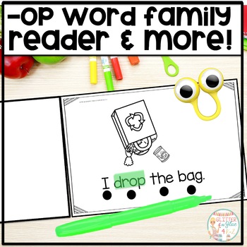 Preview of -OP Word Family Reader-Includes a Book, Sight Word Cards, & Matching