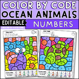 Ocean Animals Color by Number Recognition Practice Workshe