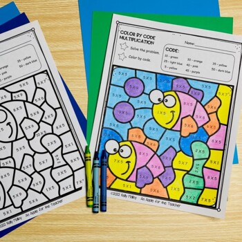 Ocean Coloring Pages Multiplication Color by Number 3rd Grade | TPT
