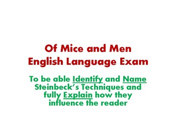 Preview of "Of Mice and Men"  English Language Exam/ Exam Questions with Answers