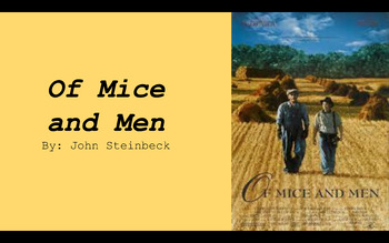 Preview of "Of Mice and Men" by John Steinbeck Reading Guide