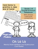 "Oh là là" Mental Math Addition and subtraction card GAME