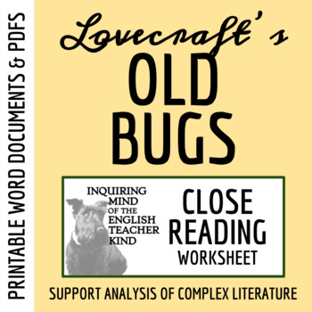 Preview of "Old Bugs" by H.P. Lovecraft Close Reading Analysis Worksheet (Printable)
