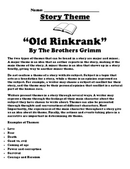 Preview of “Old Rinkrank” Brothers Grimm Theme Worksheet