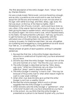 Preview of "Oliver Twist" Charles Dickens Meet the Artful Dodger CRR Guided Reading HW