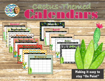 Preview of "On Point" Cactus-themed Calendars (Editable)
