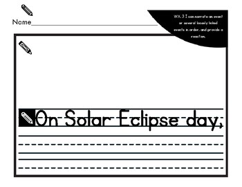 Preview of "On Solar Eclipse Day..." Kindergarten differentiated writing template