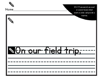 Preview of "On our field trip..." Kindergarten differentiated writing template