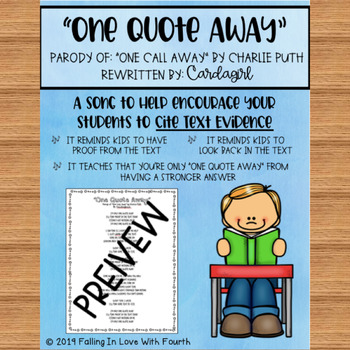 Preview of "One Quote Away" Citing Text Evidence Song