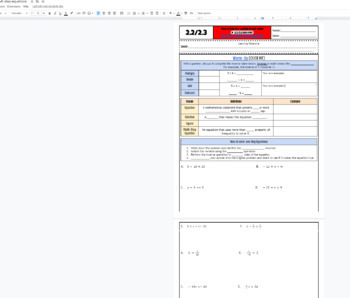 Preview of  One step equations & Multistep equations fillable notes/ scaffolded/ practice