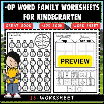 Preview of -Op Word Family Worksheets For Kids
