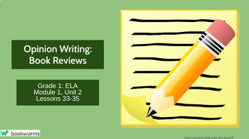 Preview of "Opinion Writing: Book Reviews" Google Slides- Bookworms Supplement