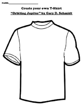 “Orbiting Jupiter” by Gary D. Schmidt T-SHIRT WORKSHEET by Northeast ...