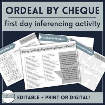 Preview of "Ordeal by Cheque" First Day Inferencing Activity for High School ELA