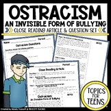 Bullying and Ostracism Close Reading Article and Question 