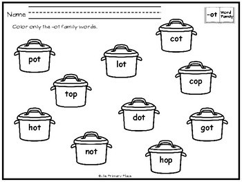 -Ot Word Family Printable Worksheets by The Primary Place | TpT