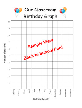 Preview of "Our Classroom Birthday Graph"  Data Collection and Graphing Back to School