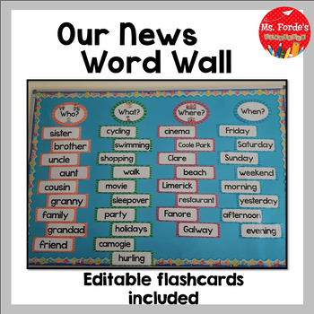 Preview of 'Our News' Word Wall (Recount Writing Prompts) Editable