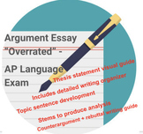 "Overrated" AP Prompt Argument Essay Writing Organizer + S
