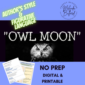 Preview of "Owl Moon" Author's Craft, Analysis of Figurative Language, Mood