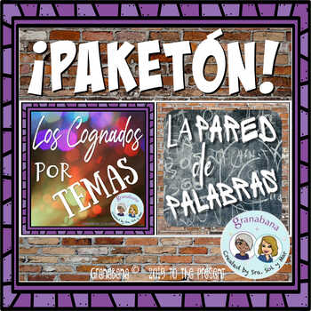 Preview of ¡PAKETÓN! Cognados por Temas en una Pared de Palabras Blancas | One and Done!