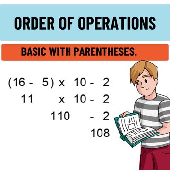 Preview of "PEMDAS Problems Order of Operations Worksheets - Basic with Parentheses