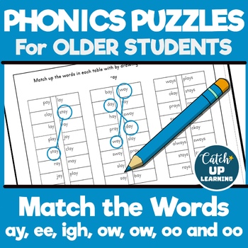 Preview of Dyslexia Phonics Older Students Match the Sounds -ay -ee -igh -ow -oo