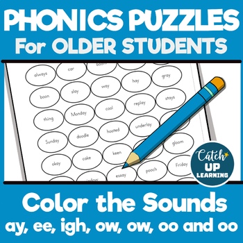 Preview of Phonics for Older Students Dyslexia Color the Sounds ay ee igh ow oo