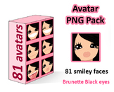 ♡ PNG Pack 81 avatars. Girl Faces. BLACK HAIR, BROWN EYES