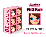 ♡ PNG Pack 81 avatars. Girl Faces. BROWN HAIR, BLUE EYES
