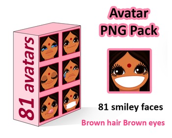 Preview of ♡ PNG Pack 81 avatars. Girl Faces. BROWN HAIR, BROWN EYES
