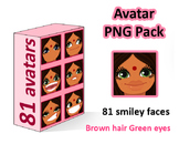 ♡ PNG Pack 81 avatars. Girl Faces. BROWN HAIR, GREEN GRAY EYES