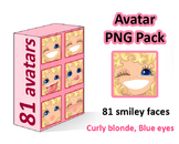 ♡ PNG Pack 81 avatars. Girl Faces. CURLY BLONDE, BLUE EYES