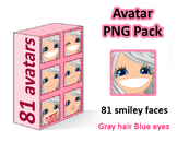 ♡ PNG Pack 81 avatars. Girl Faces. Grey Hair, Blue eyes
