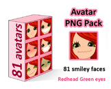 ♡ PNG Pack 81 avatars. Girl Faces. RED HAIR, GREEN EYES