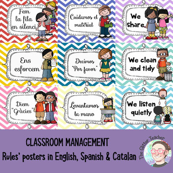 Preview of [POSTER] Classroom rules in English, Spanish & Catalan