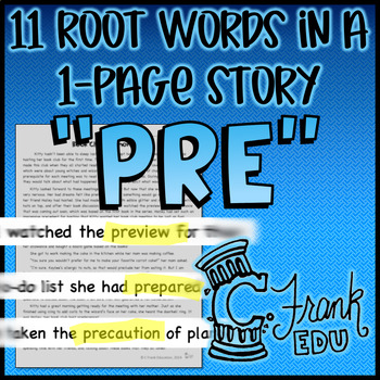 Preview of "PRE" Root Words Story: Find Greek/Latin Root Words in Text!