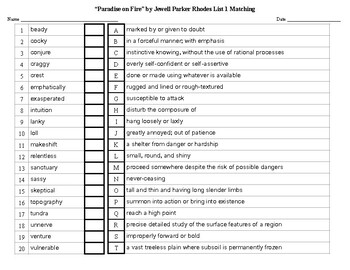 “Paradise on Fire”﻿ by Jewell Parker Rhodes List 1 Crossword