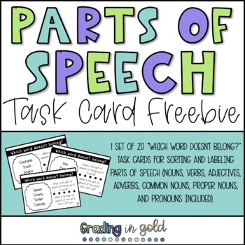 Preview of Parts of Speech Task Card FREEBIE - ELA Centers