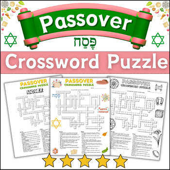 Preview of ✡️Passover✡️ Crossword Puzzle Worksheet Activity ⭐ 4th,5th,6th,7th,8th Grades