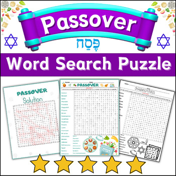 Preview of ✡️Passover✡️ Word Search Puzzle Worksheet Activity ⭐No Prep⭐