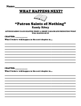 Preview of “Patron Saints of Nothing” Randy Ribay  CHAPTER PREDICTION WORKSHEET