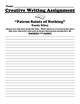 Preview of “Patron Saints of Nothing” Randy Ribay CREATIVE WRITING WORKSHEET
