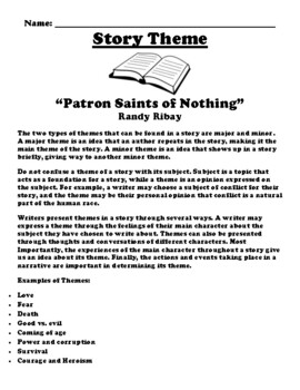 Preview of “Patron Saints of Nothing” Randy Ribay THEME WORKSHEET