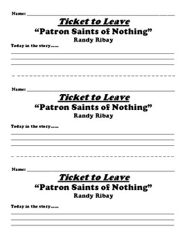 Patron Saints of Nothing” TICKET TO LEAVE by Northeast Education