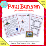 "Paul Bunyan" NO-PREP Reading Comprehension ELA Resource