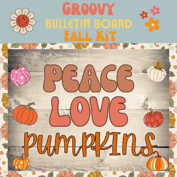 Preview of "Peace Love Pumpkins" Retro Fall Bulletin Board Kit Letters, Boarders, and More!