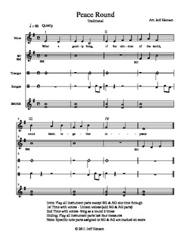 Preview of "Peace Round" for Orff Instruments and voices