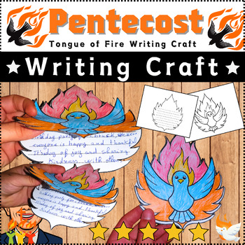 Preview of ✝️ Pentecost ✝️ Card Art Craft - Tongue of Fire Writing Craft - Writing Prompt✝️